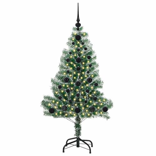Изкуствена коледна елха със сняг и LED светлина 120 cm