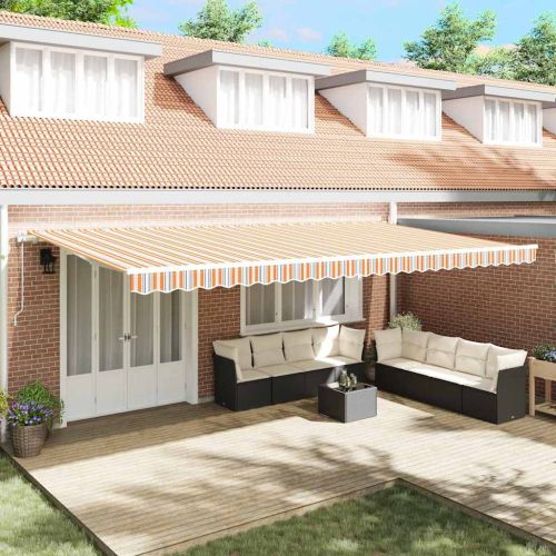 Прибираща се тента Многоцветен 600 × 350 cm Тъкан и алуминий