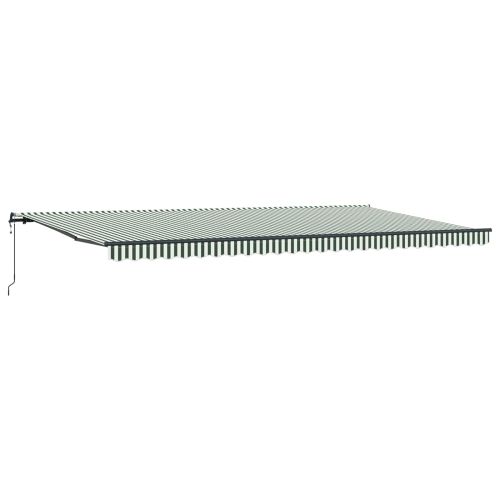 Прибираща се тента Зелен и бял 600 × 350 cm Тъкан и алуминий