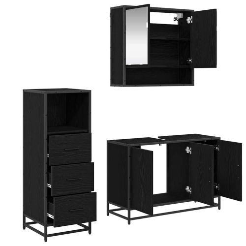 Комплект мебели за баня 2 pcs Старо дърво Инженерно дърво