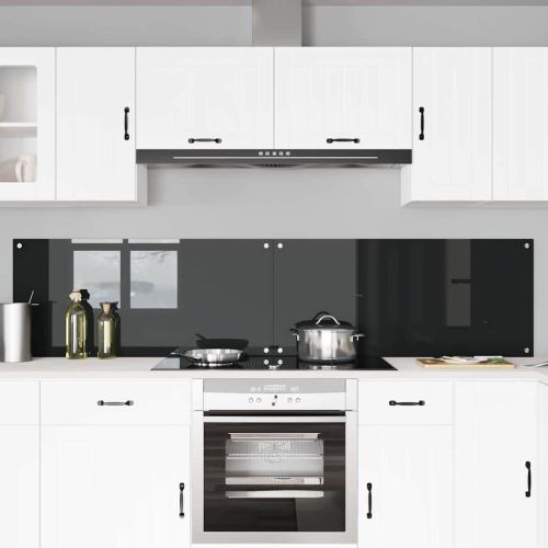 Кухненски гръб 2 pcs Черно 110 x 50 cm закалено стъкло