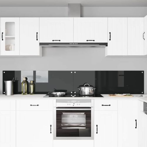 Кухненски гръб 2 pcs Черно 120 x 40 cm закалено стъкло