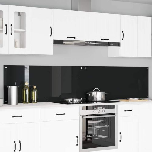 Кухненски гръб 2 pcs Черно 120 x 50 cm закалено стъкло