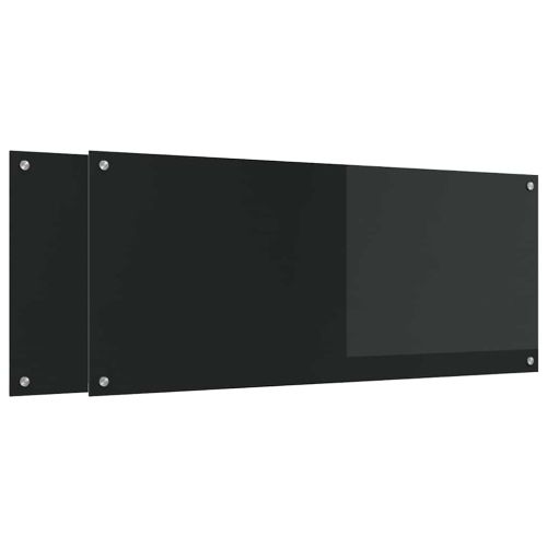 Кухненски гръб 2 pcs Черно 120 x 50 cm закалено стъкло