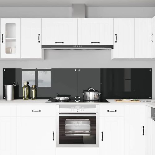 Кухненски гръб 2 pcs Черно 120 x 50 cm закалено стъкло