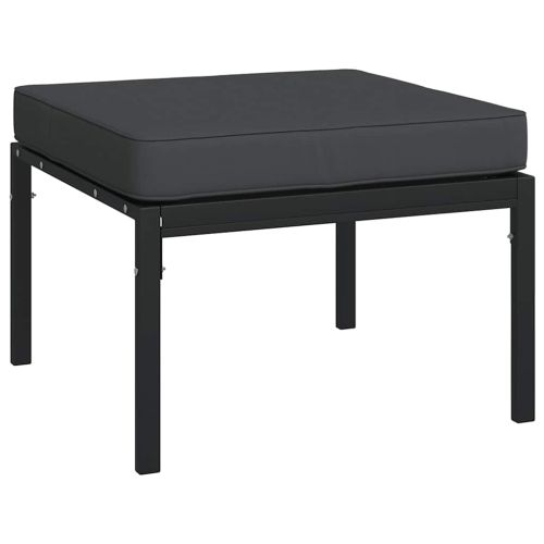 Градински табуретки сиви възглавници 2 бр 60x60x35 см стомана