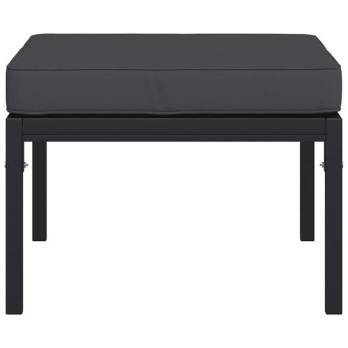 Градински табуретки сиви възглавници 2 бр 60x60x35 см стомана