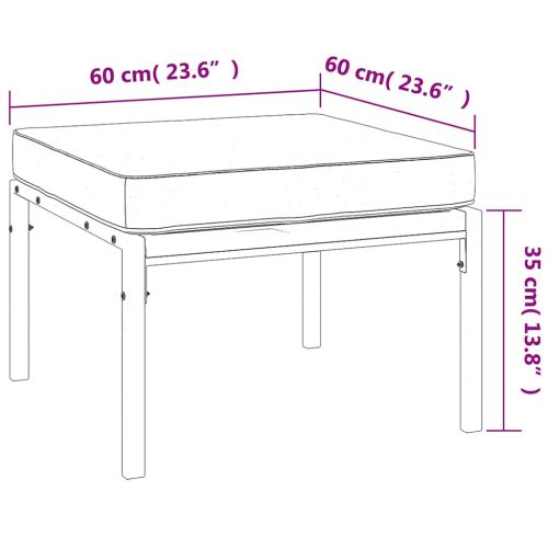 Градински табуретки сиви възглавници 2 бр 60x60x35 см стомана