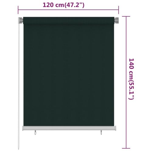 Външна ролетна щора, 125(Ш)x140(В) см, тъмнозелена, HDPE