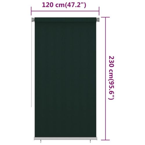 Външна ролетна щора, 125(Ш)x230(В) см, тъмнозелена, HDPE
