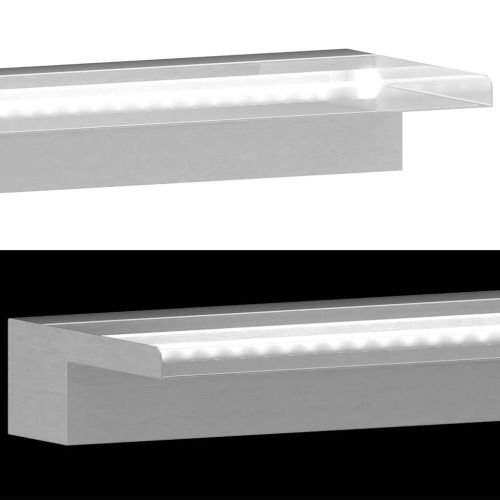 Фонтан за басейн с LED, неръждаема стомана, 110 см