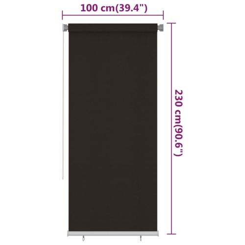 Външна ролетна щора, 105(Ш)x230(В) см, кафява, HDPE