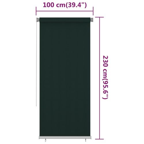 Външна роло щора, 100x230 см, тъмнозелена, HDPE