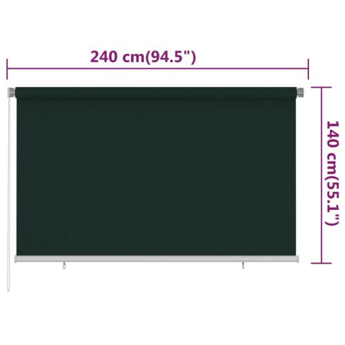 Външна ролетна щора, 245(Ш)x140(В) см, тъмнозелена, HDPE