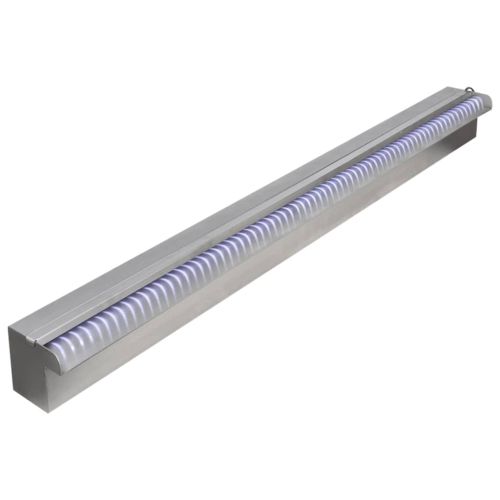 Правоъгълен фонтан за басейн, LED, неръждаема стомана, 90 см