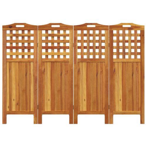Параван за стая, 4 панела, 162x2x115 cм, акациево дърво масив
