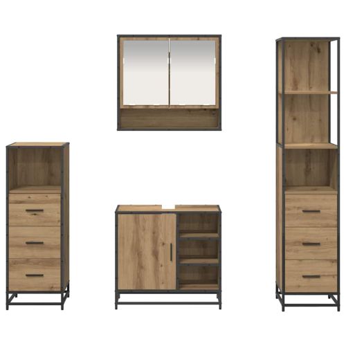 Комплект мебели за баня 4 бр. Дъб 65 x 33 x 60 см