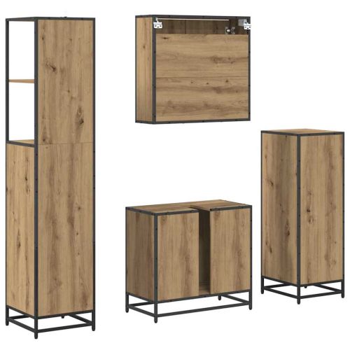 Комплект мебели за баня 4 бр. Дъб 65 x 33 x 60 см
