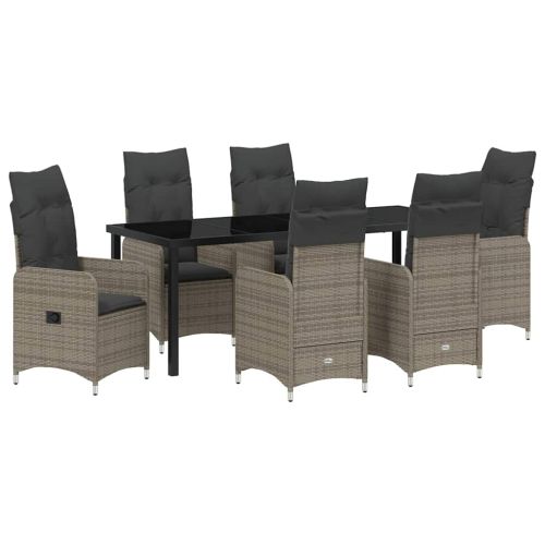 Комплект за хранене в градината 7 pcs Сиво полиратан