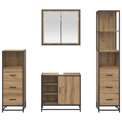 Комплект мебели за баня с чекмедже 4 pcs Дъб Инженерно дърво