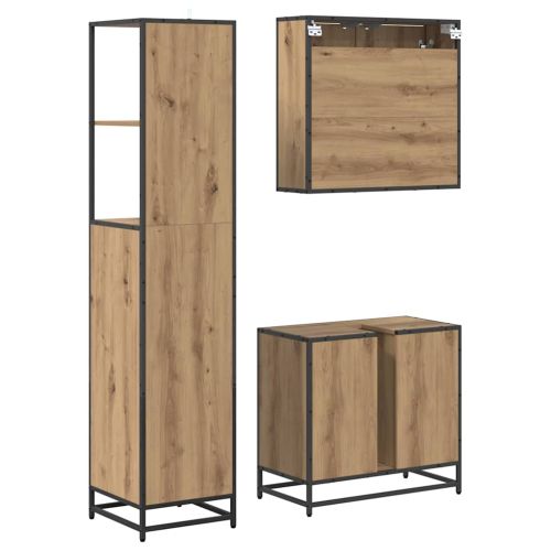Комплект мебели за баня с чекмедже 3 pcs Дъб Инженерно дърво