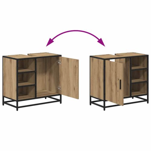 Комплект мебели за баня с чекмедже 3 pcs Дъб Инженерно дърво