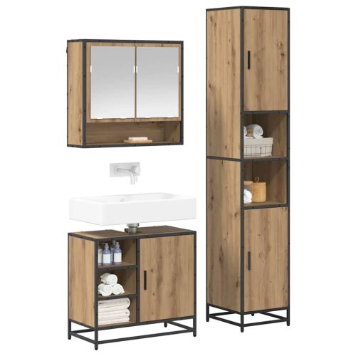 Комплект мебели за баня 3 бр. Дъб 35 x 37,5 x 188,5 см