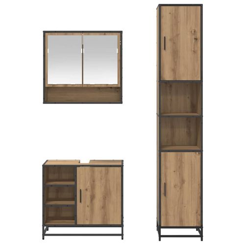 Комплект мебели за баня 3 бр. Дъб 35 x 37,5 x 188,5 см