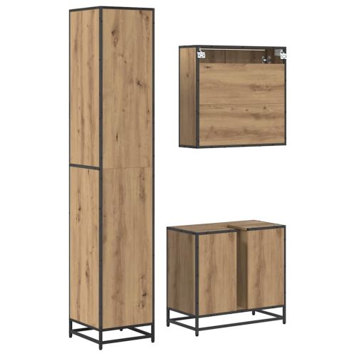 Комплект мебели за баня 3 бр. Дъб 35 x 37,5 x 188,5 см
