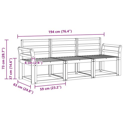 Комплект дивани за открито 3 pcs Бяло 194 x 63 x 73 см