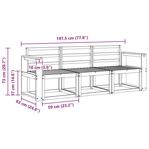 Комплект дивани за открито 3 pcs Бяло 197,5 x 63 x 73 см