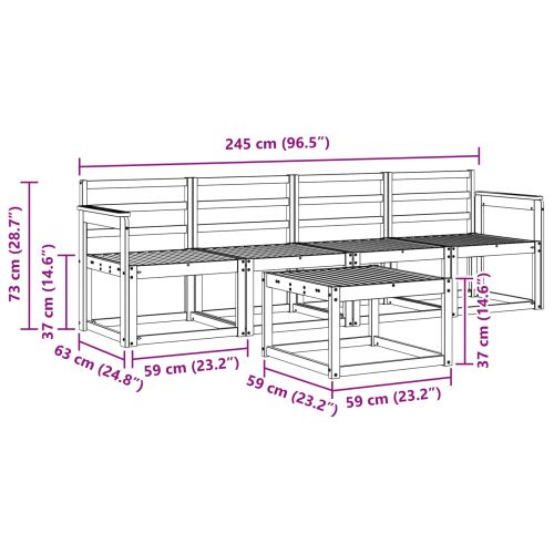 Комплект дивани за открито 5 pcs Бяло 59 x 59 x 37 см