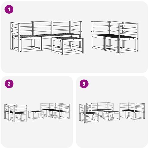 Комплект дивани за открито 6 pcs Бяло 59 x 59 x 37 см