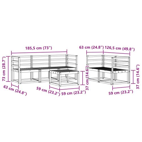 Комплект дивани за открито 6 pcs Бяло 59 x 59 x 37 см