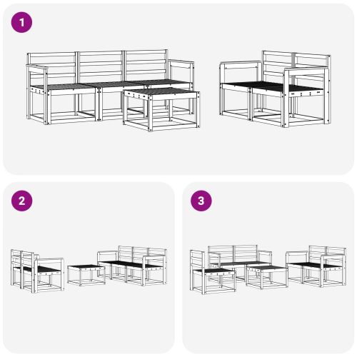 Комплект дивани за открито 6 pcs Бяло 59 x 59 x 37 см