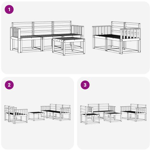 Комплект дивани за открито 6 pcs Бяло 59 x 59 x 37 см