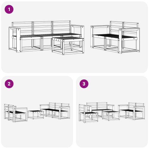 Комплект дивани за открито 6 pcs Бяло 59 x 59 x 37 см