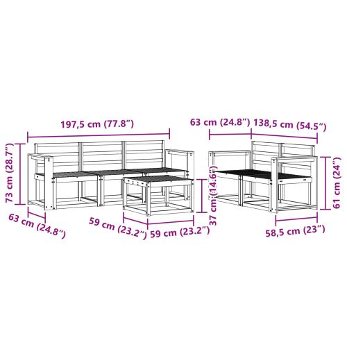 Комплект дивани за открито 6 pcs Бяло 59 x 59 x 37 см