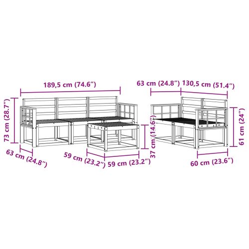Комплект дивани за открито 6 pcs Бяло 59 x 59 x 37 см