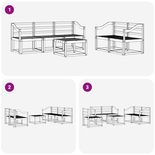 Комплект дивани за открито 6 pcs Бяло 59 x 59 x 37 см