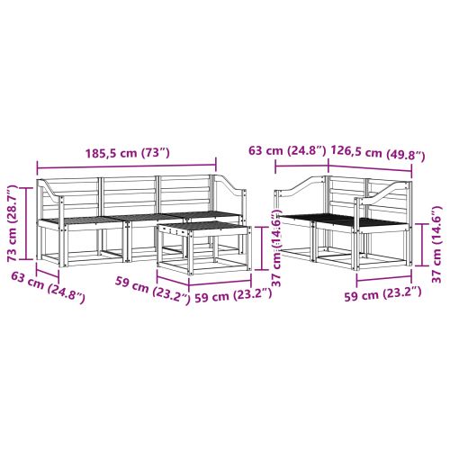 Комплект дивани за открито 6 pcs Бяло 59 x 59 x 37 см