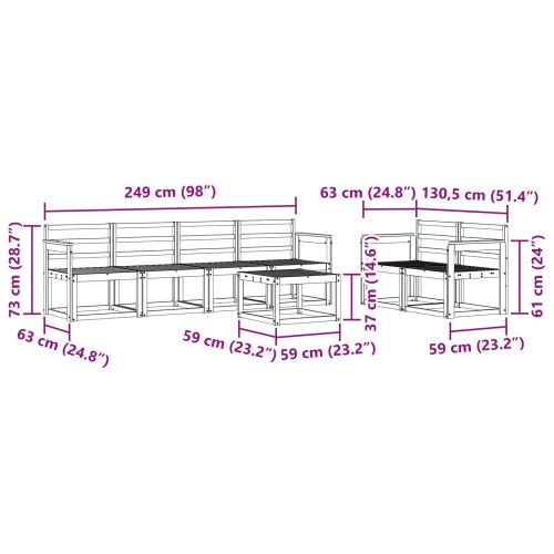 Комплект дивани за открито 7 pcs Бяло 59 x 59 x 37 см