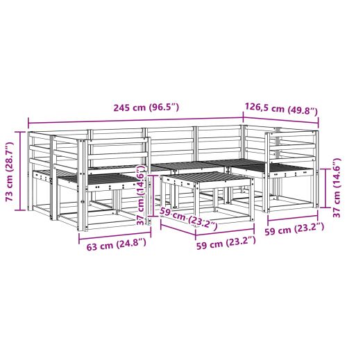 Комплект дивани за открито 7 pcs Бяло 59 x 59 x 37 см