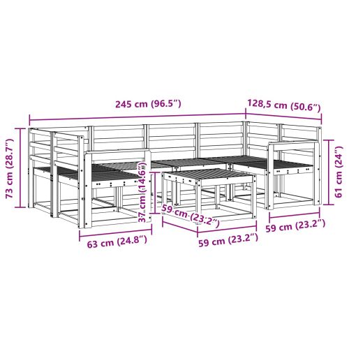 Комплект дивани за открито 7 pcs Бяло 59 x 59 x 37 см