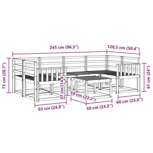 Комплект дивани за открито 7 pcs Бяло 59 x 59 x 37 см