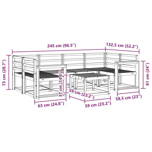 Комплект дивани за открито 7 pcs Бяло 59 x 59 x 37 см