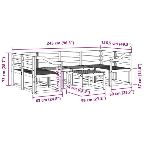 Комплект дивани за открито 7 pcs Бяло 59 x 59 x 37 см