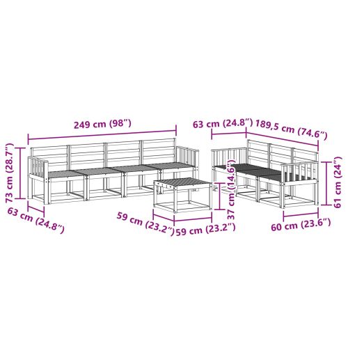 Комплект дивани за открито 8 pcs Бяло 59 x 59 x 37 см