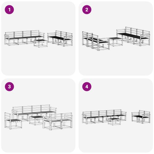 Комплект дивани за открито 8 pcs Бяло 59 x 59 x 37 см
