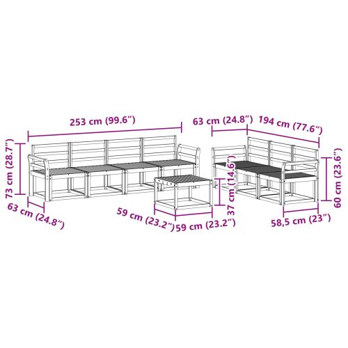 Комплект дивани за открито 8 pcs Бяло 59 x 59 x 37 см